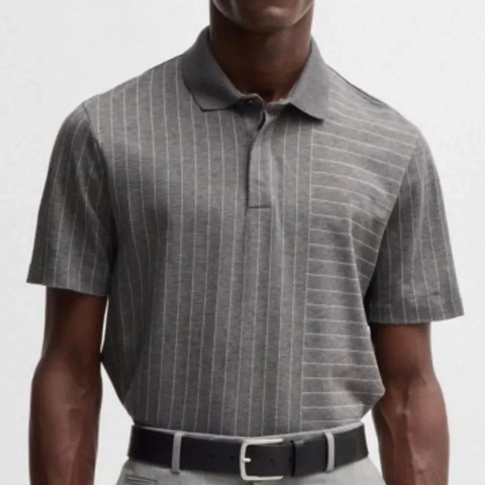 HUGO BOSS - MERCERIZED-COTTON POLO SHIRT WITH MIXED STRIPES